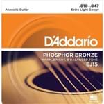 Ficha técnica e caractérísticas do produto Encordoamento para Violão de Aço Extra Ligth Bronze - Ej15 - D'addario