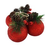 Enfeite de Árvore de Natal Bola Natalina York 4 Peças Vermelho - Niazitex