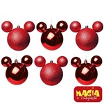 Enfeites de Natal Disney Bola Vermelha Mickey - Pack com 6 Bolas 6cm