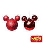 Enfeites de Natal Disney Vermelha Mickey - Pack com 2 Bolas 10cm