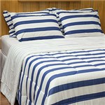 Ficha técnica e caractérísticas do produto Enxoval Cama King Marine Azul Percal 150 Fios 7 Peças - Casa & Conforto