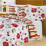 Ficha técnica e caractérísticas do produto Enxoval Cama Queen Edredom Ipanema Floral Vermelho 7 Peças - Enxovais Aquarela