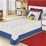 Ficha técnica e caractérísticas do produto Enxoval Cama Solteiro Pipa Palha com Detalhes em Azul 3 Peças - Enxovais Aquarela