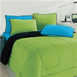 Ficha técnica e caractérísticas do produto Enxoval Casal Azul/Preto/Verde com 7 Pçs - City Home