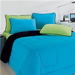 Ficha técnica e caractérísticas do produto Enxoval Casal Verde/Preto/Azul com 7 Pçs - City Home