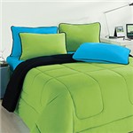 Ficha técnica e caractérísticas do produto Enxoval City Queen Home Azul/Preto/Verde 7 Peças