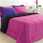 Ficha técnica e caractérísticas do produto Enxoval Solteiro City Home Roxo/Preto/Rosa 5 Peças