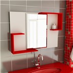 Ficha técnica e caractérísticas do produto Espelheira de Banheiro Retangular 80 Cm Branco Vermelho - Tomdo