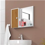 Ficha técnica e caractérísticas do produto Espelheira para Banheiro 1 Porta 2 Prateleiras Gênova Móveis Bechara Branco/Ripado