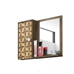 Espelheira para Banheiro 1 Porta 2 Prateleiras Gênova Móveis Bechara Madeira Rústica/3D