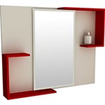 Ficha técnica e caractérísticas do produto Espelheira para Banheiro 1581 (60x78x12cm) Branco/Vermelho - Tomdo