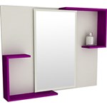 Ficha técnica e caractérísticas do produto Espelheira para Banheiro 1593 (60x78x12cm) Branco/Violeta - Tomdo