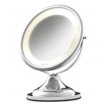 Ficha técnica e caractérísticas do produto Espelho com Luz e Aumento Modelo 10202 Cromado Brilhante