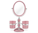 Ficha técnica e caractérísticas do produto Espelho de Bancada C/ Suportes Laterais Rosa - Jaki Design