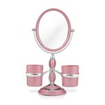Ficha técnica e caractérísticas do produto Espelho de Bancada C/ Suportes Laterais Rosa PS Jacki Design