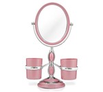 Ficha técnica e caractérísticas do produto Espelho de Bancada com Suportes Laterais Jacki Design - Rosa