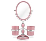 Ficha técnica e caractérísticas do produto Espelho de Bancada com Suportes Laterais Rosa - Jacki Design