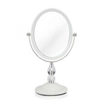 Ficha técnica e caractérísticas do produto Espelho de Bancada Dupla Face C/ Detalhes de Cristais Branco PS Jacki Design