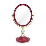 Ficha técnica e caractérísticas do produto Espelho de Bancada Dupla Face C/ Detalhes de Cristais Vermelho - JD