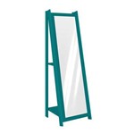 Espelho de Chão com 2 Prateleiras Retrô 161cmx50cm Movelbento Turquesa