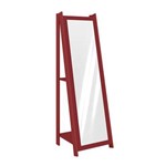 Espelho de Chão com 2 Prateleiras Retrô 161cmx50cm Movelbento Vermelho