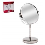 Ficha técnica e caractérísticas do produto Espelho de Mesa com Aumento Giratorio Dupla Face com Zoom em Inox para Maquiagem e Salão