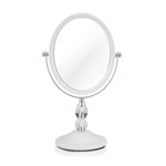 Ficha técnica e caractérísticas do produto Espelho de Mesa Dupla Face com Cristais Zoom 5x para Maquiagem e Salão Jacki Design Branco
