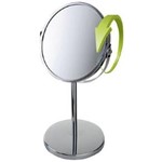 Ficha técnica e caractérísticas do produto Espelho de Mesa Dupla Face Oval com Aumento 5x Prata 33cm Unihome