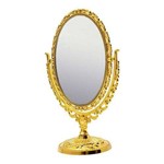 Ficha técnica e caractérísticas do produto Espelho de Mesa Princesa C/ Aumento para Maquiagem Dourado P