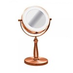 Ficha técnica e caractérísticas do produto Espelho de Mesa Redondo Bronze com Luz LED 29CM