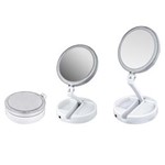 Ficha técnica e caractérísticas do produto Espelho Maquiagem Led Dobrável Aumenta 10x 1x Foldaway