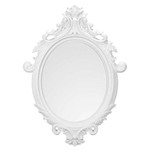 Espelho Oval Rococó Grande com Moldura Branca - 72,5x52,5 Cm