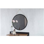 Espelho Redondo com Alça de Parede Suspenso Preto para Quarto Diâmetro 50 X 70cm