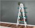 Ficha técnica e caractérísticas do produto Estante Escada Branco Turquesa 4 Prateleiras Movelbento