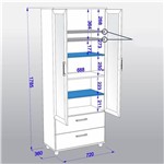 Ficha técnica e caractérísticas do produto Estante Livramento com Porta de Vidro Ártico Politorno