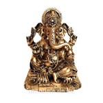 Ficha técnica e caractérísticas do produto Estátua de Ganesha Sentado Dourado Resina 13cm