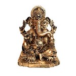 Ficha técnica e caractérísticas do produto Estátua de Ganesha Sentado Dourado Resina 13Cm