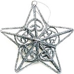 Estrela Aramada Purpurinada Prata 6cm - 1Unid - Importado