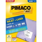 Ficha técnica e caractérísticas do produto Etiqueta A4365 67,7x99,0mm Ink-jet/laser Pimaco 100 Folhas