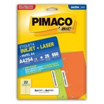 Ficha técnica e caractérísticas do produto Etiqueta Adesiva Pimaco (a4) Ink Jet/laser 25,4mmx99mm A4254, Caixa com 550 Etiquetas