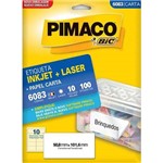 Ficha técnica e caractérísticas do produto Etiqueta Carta Pimaco 6083 Ink-jet Laser 50,8x101,6 Cx 100 Un
