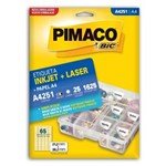 Ficha técnica e caractérísticas do produto Etiqueta Inkjet Laser A4 21,2X38,2Mm A4251 Pimaco