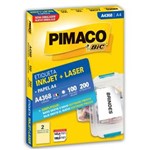Ficha técnica e caractérísticas do produto Etiqueta Inkjet Laser A4 143,4X199,9Mm A4368 Pimaco