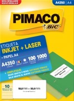 Ficha técnica e caractérísticas do produto Etiqueta Inkjet/Laser A4 350 55,8x99 1000 Unidades Pimaco - 1