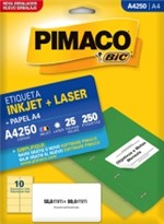 Ficha técnica e caractérísticas do produto Etiqueta Inkjet/Laser A4 250 55,8x99 250 Unidades Pimaco - 1