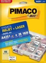 Ficha técnica e caractérísticas do produto Etiqueta Inkjet/Laser A4 251 21,2x38,2 1625 Unidades Pimaco - 1