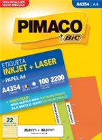 Ficha técnica e caractérísticas do produto Etiqueta Inkjet/Laser A4 354 25,4x99 2200 Unidades Pimaco - 1