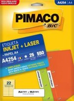 Ficha técnica e caractérísticas do produto Etiqueta Inkjet/Laser A4 254 25,4x99 550 Unidades Pimaco - 953010
