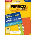 Ficha técnica e caractérísticas do produto Etiqueta Inkjet/Laser A4 254 25,4x99 550 Unidades Pimaco