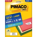 Ficha técnica e caractérísticas do produto Etiqueta Inkjet/Laser A4 256 25,4x63,5 825 Unidades Pimaco